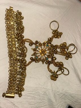 Gold plated hand chain- with Turquoise Accents